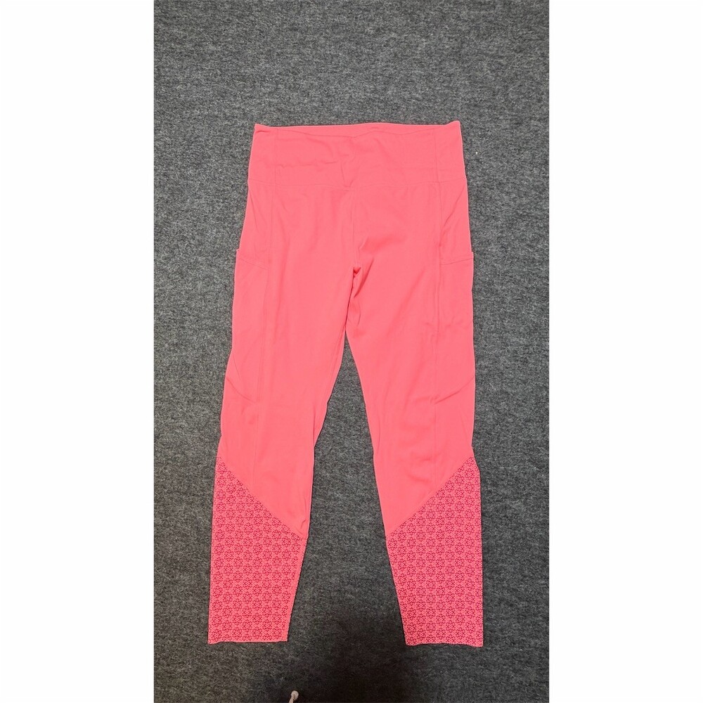ZYIA Active Leggings Womens Size 12 Coral Pink High Rise Pocket 7/8 Ankle